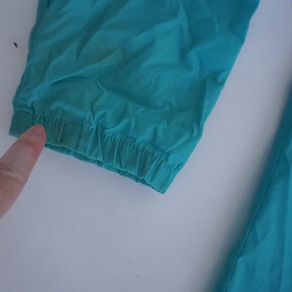 Vintage '80S Brooks Teal Nylon Stowaway Hood Zip Up Waterproof Rain Jacket L - Picture 10 of 10